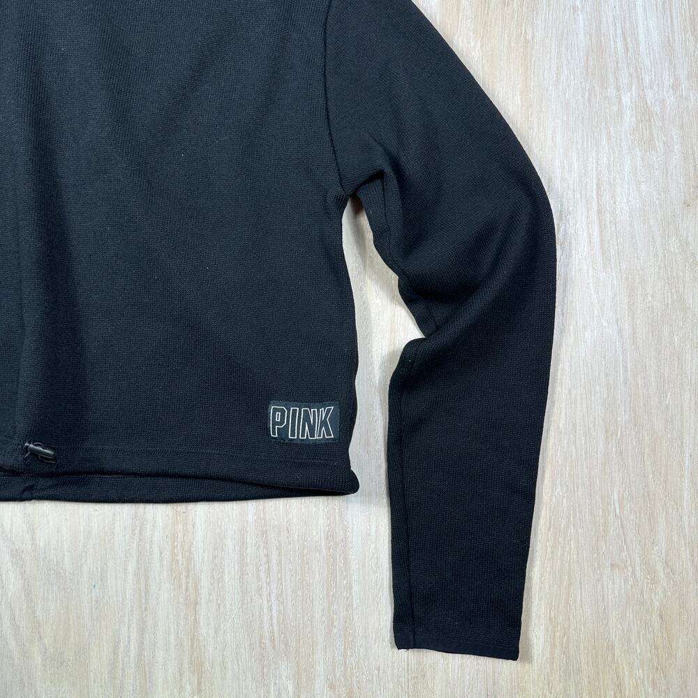 PINK Victoria's Secret Black Pullover Crop Hoodie Y2K Casual Rainbow Logo Small - Picture 4 of 11